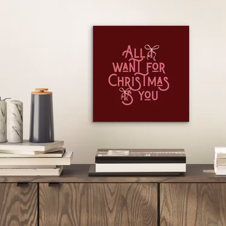 Aluminium schilderij - Tekst - Kerst - Rood - Roze — 2
