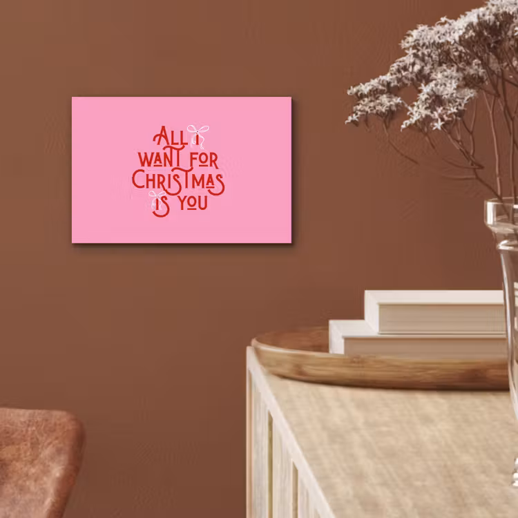 Aluminium schilderij - Tekst - Kerst - Roze - Rood — 5
