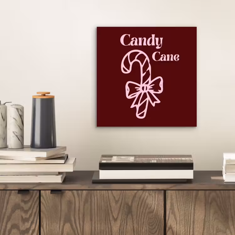 Aluminium schilderij - Kerst - Snoep - Tekst - Roze — 2