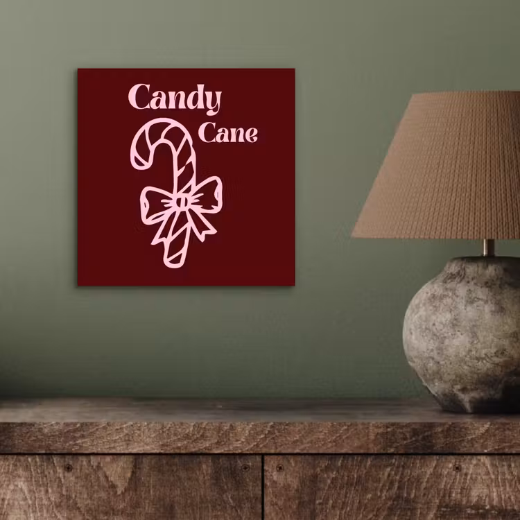 Aluminium schilderij - Kerst - Snoep - Tekst - Roze — 3
