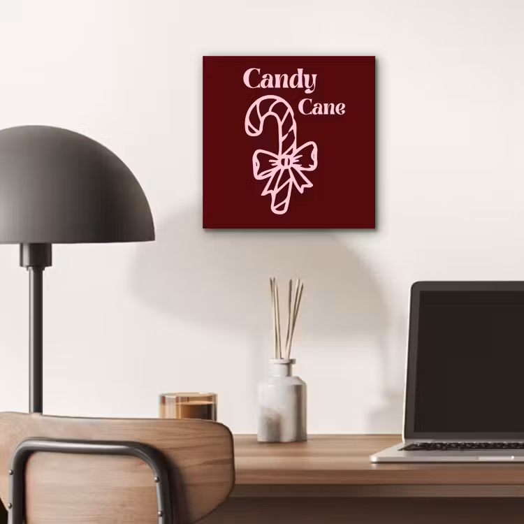 Aluminium schilderij - Kerst - Snoep - Tekst - Roze — 6