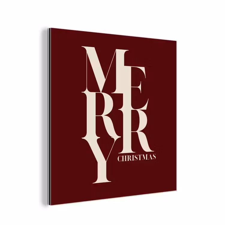Aluminium schilderij - Merry - Tekst - Donker - Rood — 1
