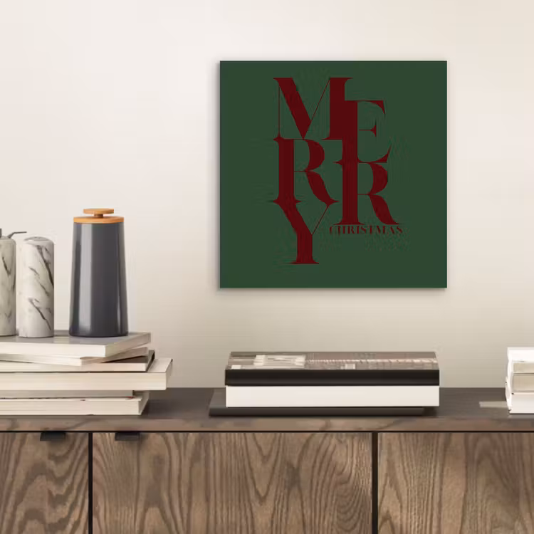 Aluminium schilderij - Merry - Tekst - Groen - Kerst — 2
