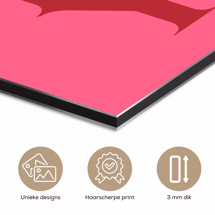 Aluminium schilderij - Merry - Tekst - Kerst - Roze — 7
