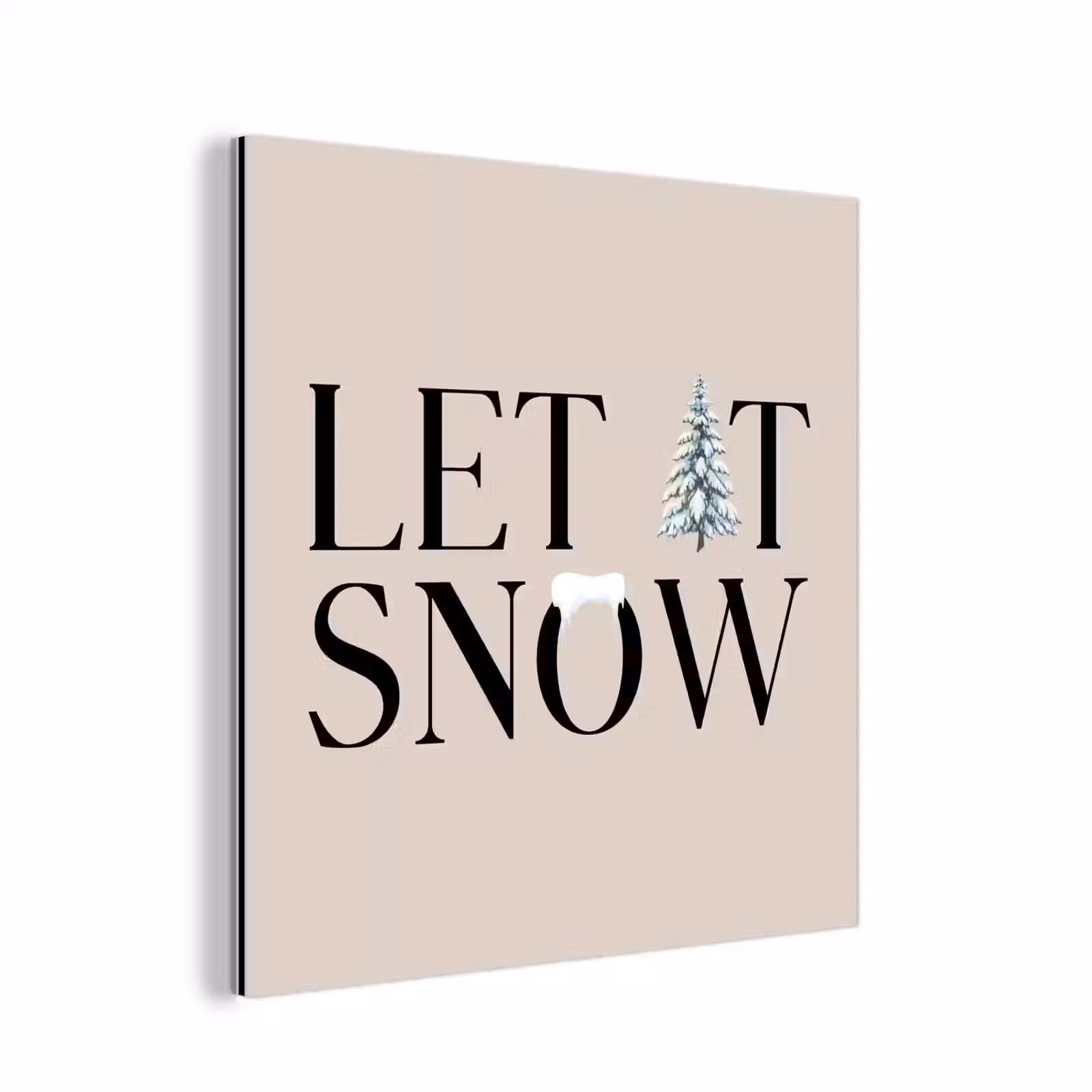 Aluminium schilderij - Tekst - Kerst - Sneeuw — 1