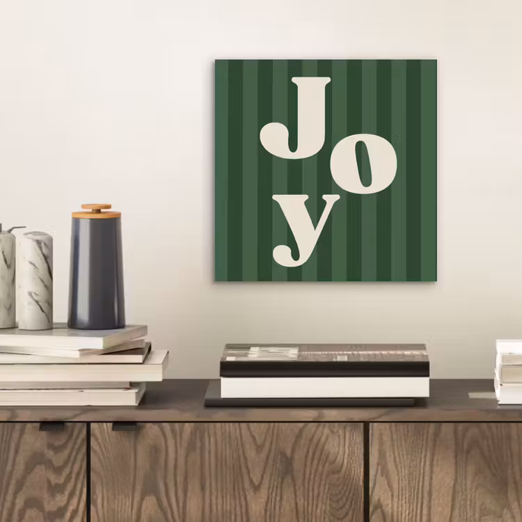 Aluminium schilderij - Joy - Kerst - Tekst - Groen — 2