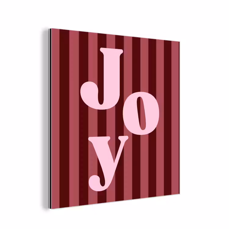 Aluminium schilderij - Joy - Kerst - Tekst - Roze — 1