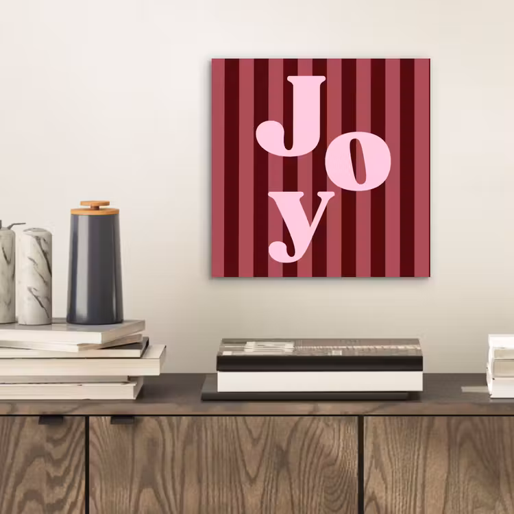 Aluminium schilderij - Joy - Kerst - Tekst - Roze — 2