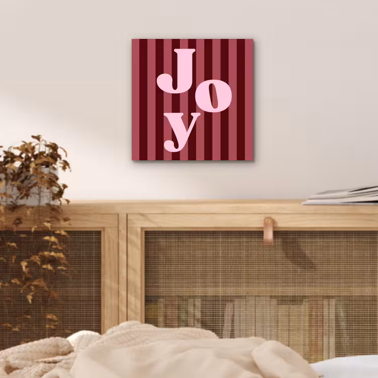 Aluminium schilderij - Joy - Kerst - Tekst - Roze — 4