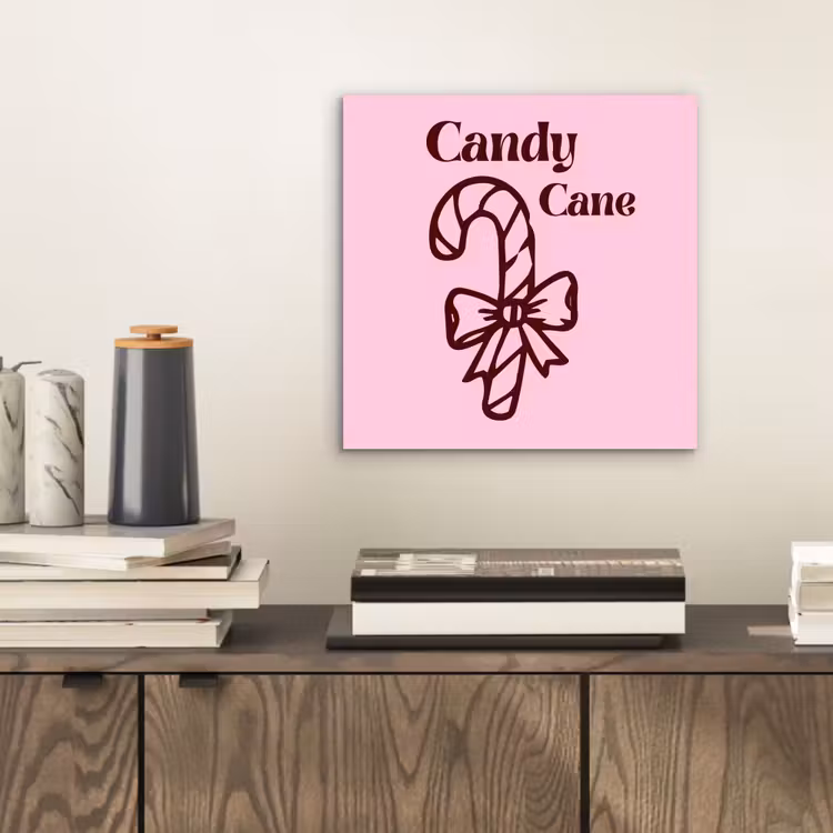 Aluminium schilderij - Kerst - Snoep - Tekst - Bruin - Roze — 2