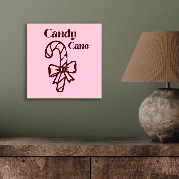 Aluminium schilderij - Kerst - Snoep - Tekst - Bruin - Roze — 3