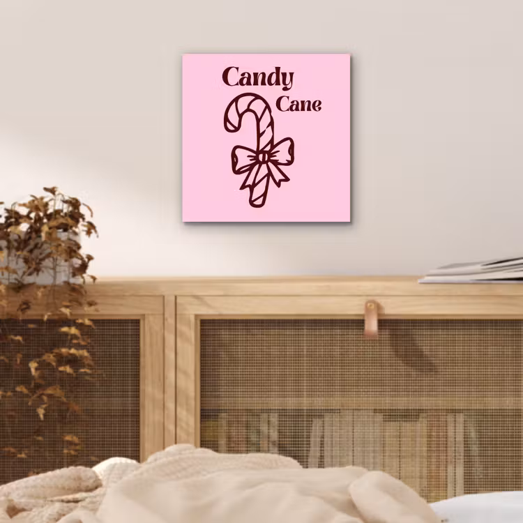 Aluminium schilderij - Kerst - Snoep - Tekst - Bruin - Roze — 4