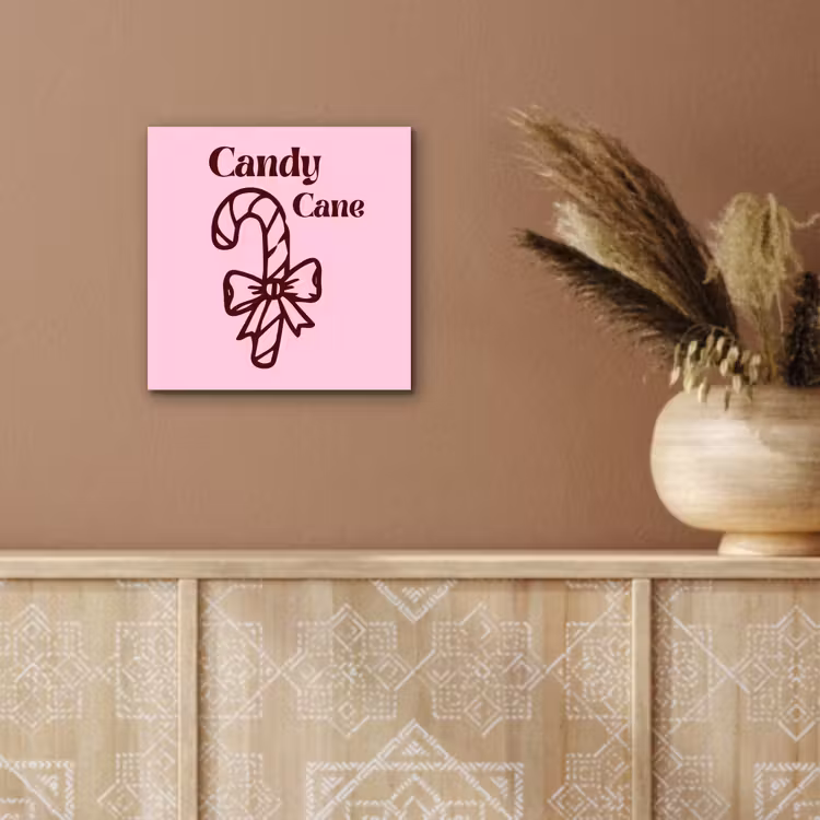Aluminium schilderij - Kerst - Snoep - Tekst - Bruin - Roze — 5