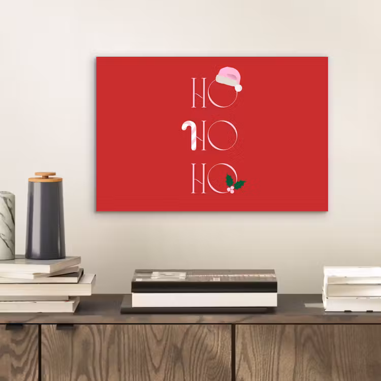 Aluminium schilderij - Kerst - Tekst - illustratie - Rood — 2