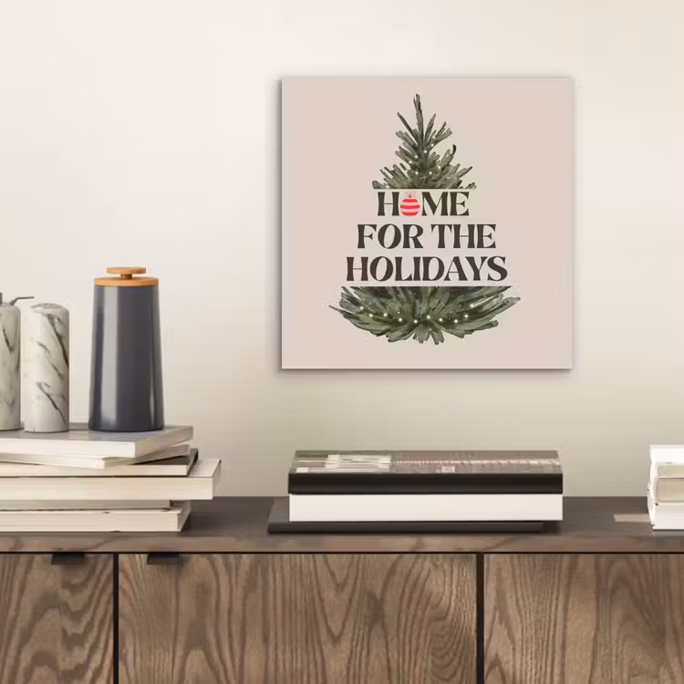 Aluminium schilderij - Kerst - Tekst - Kerstboom - Beige — 2