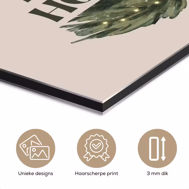 Aluminium schilderij - Kerst - Tekst - Kerstboom - Beige — 7