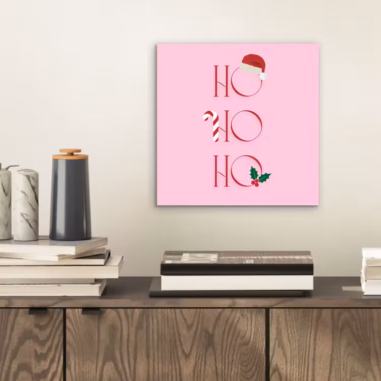 Aluminium schilderij - Kerst - Tekst - Roze - Illustratie — 2