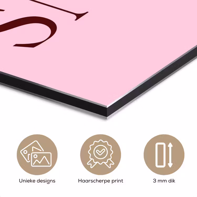 Aluminium schilderij - Kerst - Tekst - Sneeuw - Roze — 7