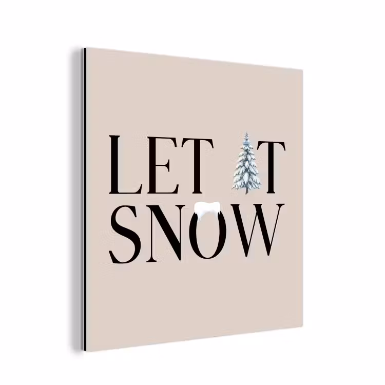 Aluminium schilderij - Tekst - Kerst - Sneeuw — 1