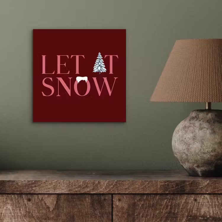 Aluminium schilderij - Tekst - Kerst - Sneeuw - Roze — 3