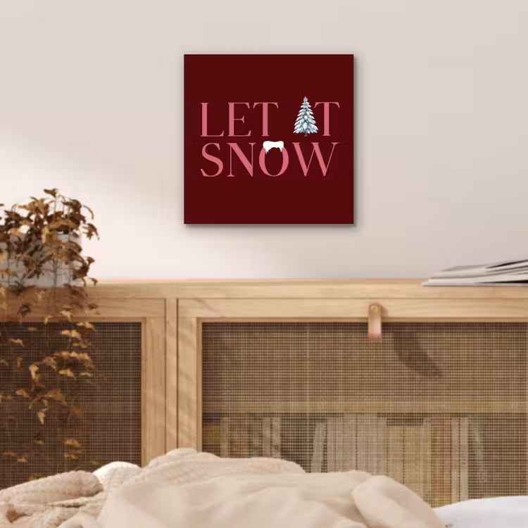 Aluminium schilderij - Tekst - Kerst - Sneeuw - Roze — 4