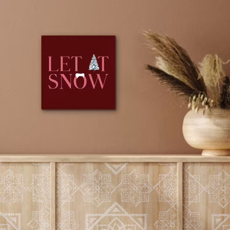 Aluminium schilderij - Tekst - Kerst - Sneeuw - Roze — 5