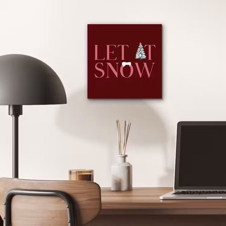 Aluminium schilderij - Tekst - Kerst - Sneeuw - Roze — 6