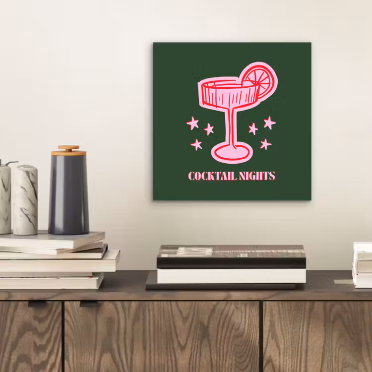 Aluminium schilderij - Cocktail - Kerst - Roze - Groen — 2