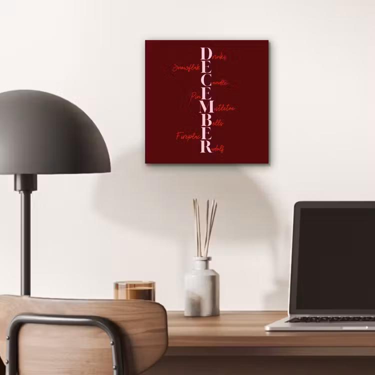 Aluminium schilderij - December - Tekst - Kerst - Burgundy — 6