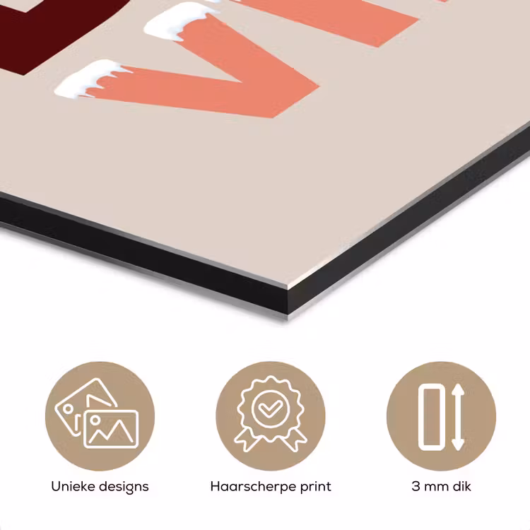 Aluminium schilderij - Sneeuw - Kerst - Tekst - Rood — 7