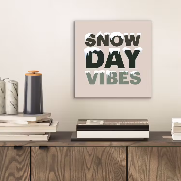 Aluminium schilderij - Sneeuw - Tekst - Kerst - Beige — 2