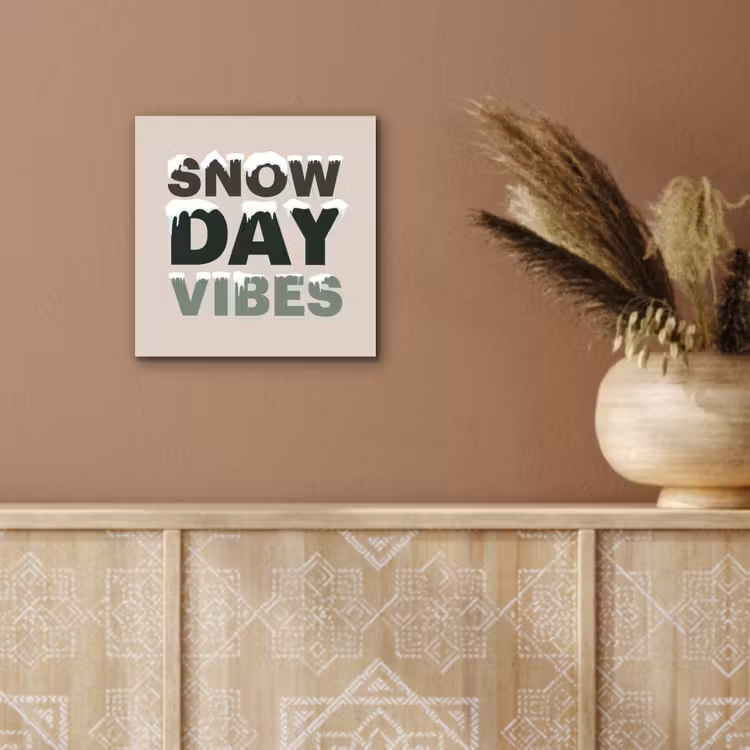 Aluminium schilderij - Sneeuw - Tekst - Kerst - Beige — 5