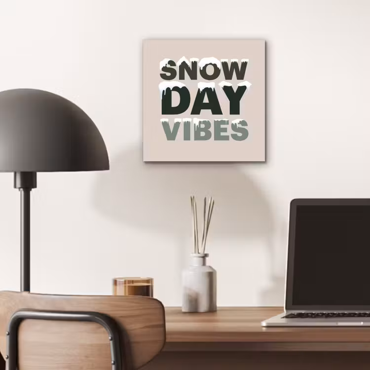 Aluminium schilderij - Sneeuw - Tekst - Kerst - Beige — 6