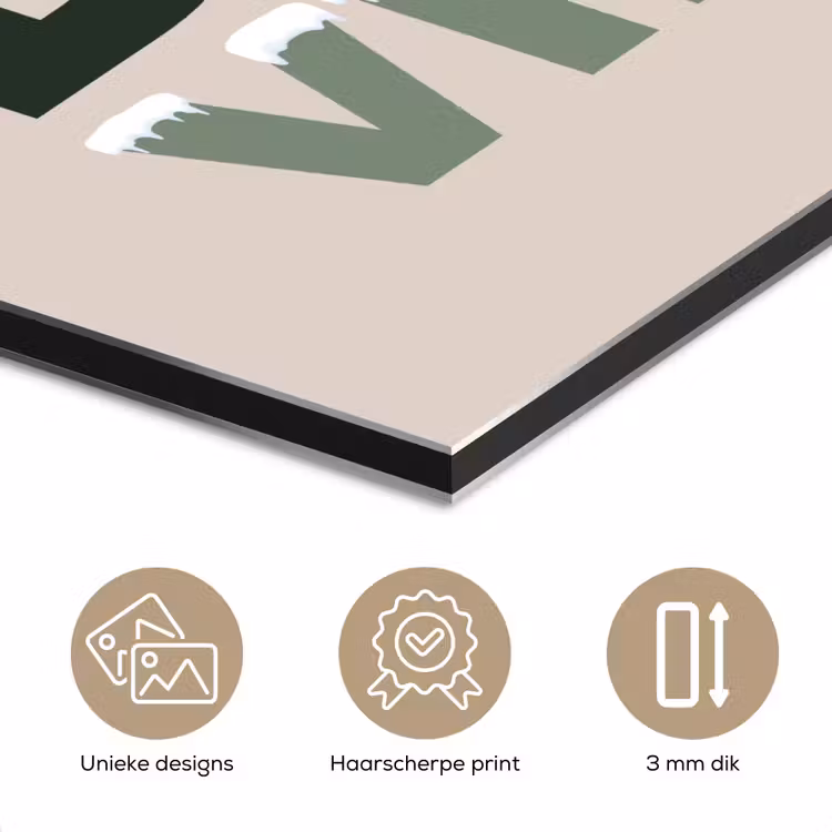 Aluminium schilderij - Sneeuw - Tekst - Kerst - Beige — 7