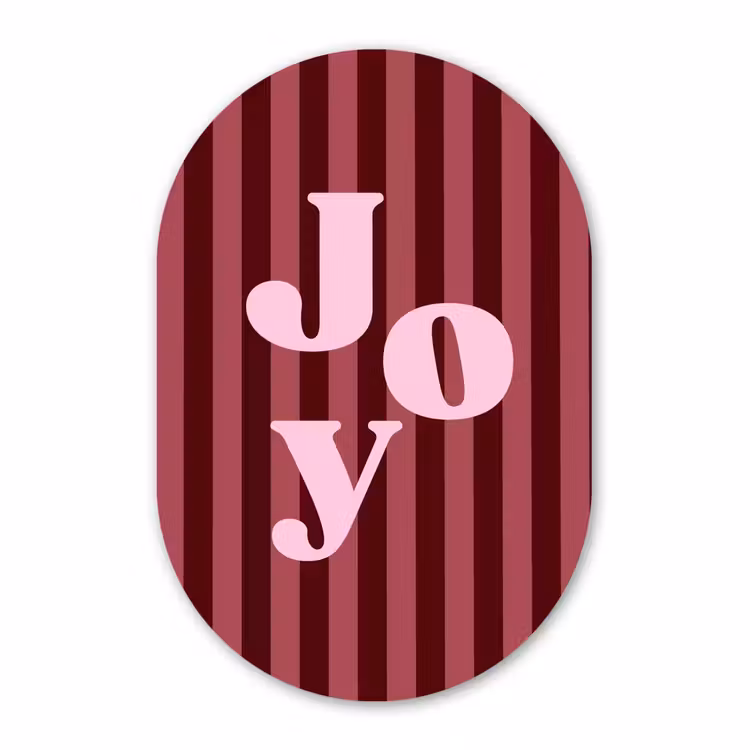 Muurovaal aluminium - Joy - Kerst - Tekst - Roze — 1