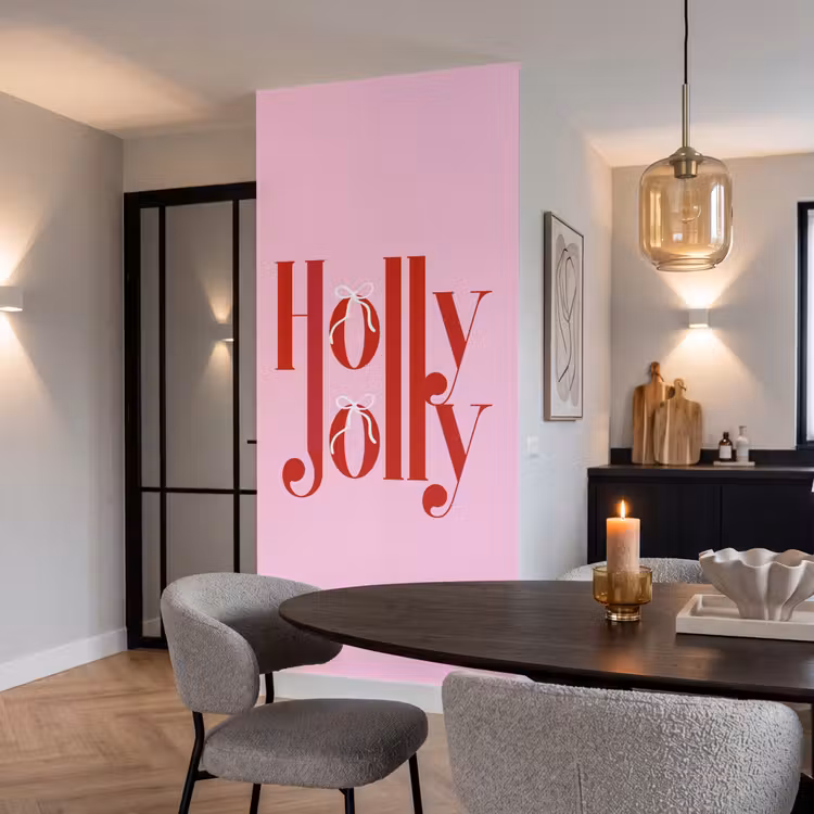 Behang - Kerst - Tekst - Rood - Roze — 5