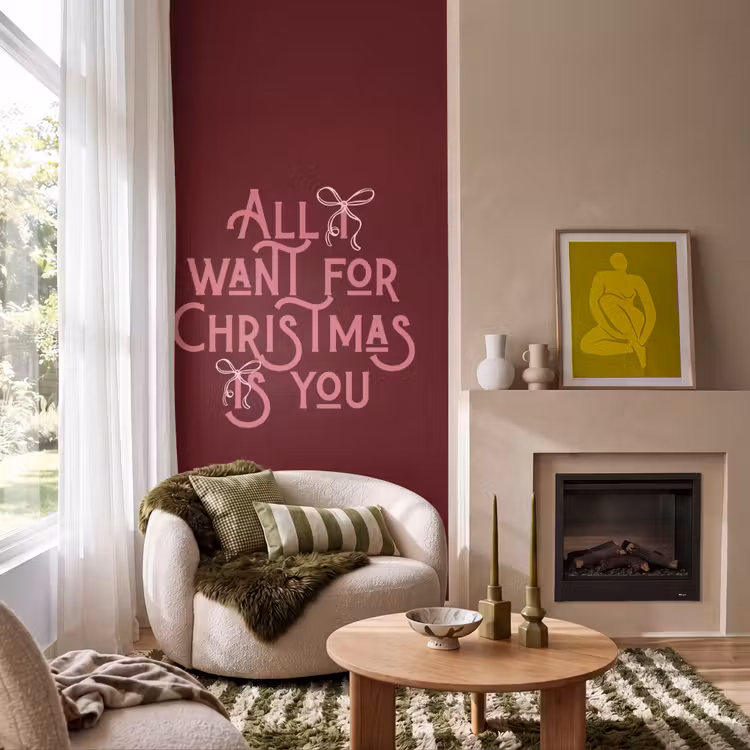 Behang - Tekst - Kerst - Rood - Roze — 1