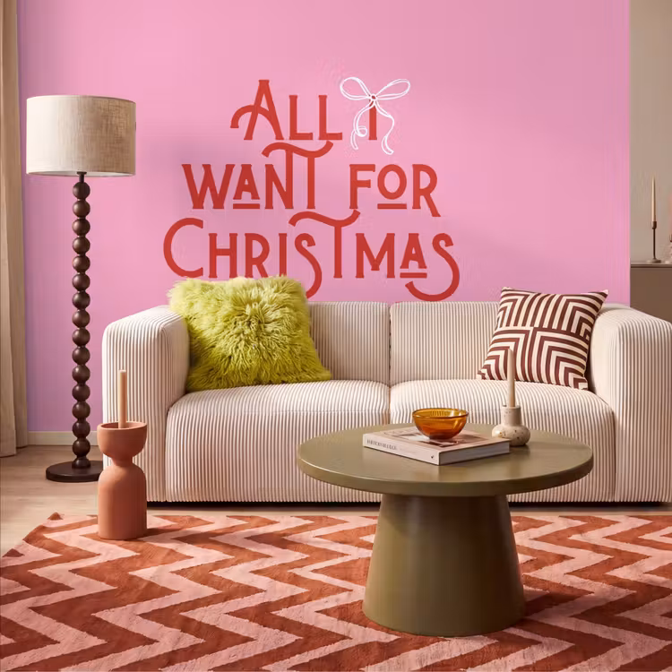 Behang - Tekst - Kerst - Roze - Rood — 1