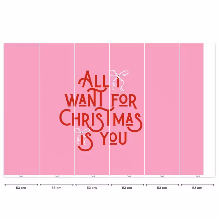 Behang - Tekst - Kerst - Roze - Rood — 6