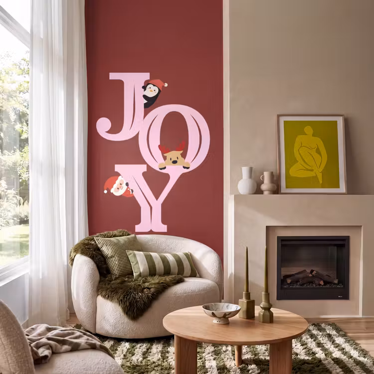 Behang - Joy - Kerst - Animatie - Rood - Roze — 1