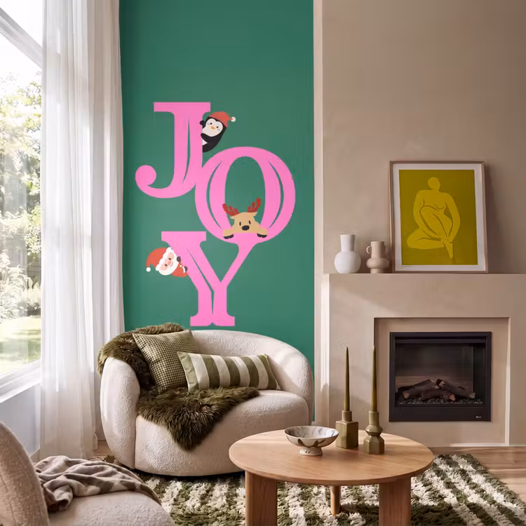 Behang - Joy - Kerst - Animatie - Roze - Groen — 1