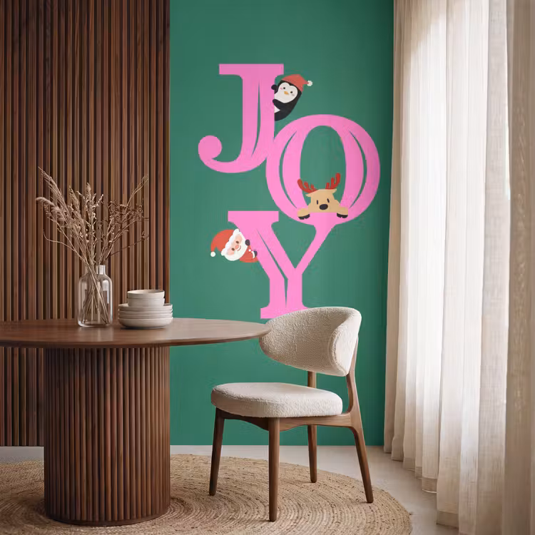 Behang - Joy - Kerst - Animatie - Roze - Groen — 4