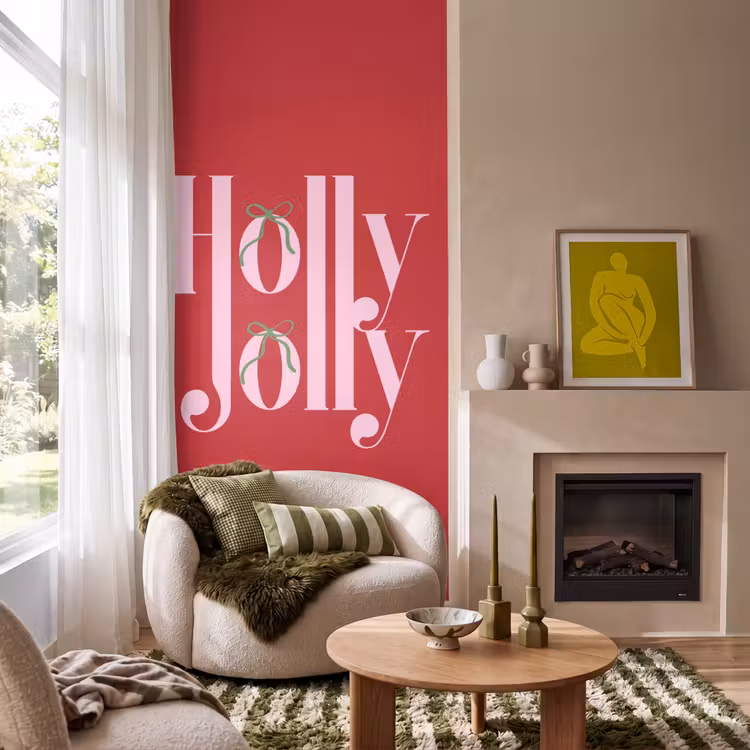 Behang - Kerst - Roze - Rood - Tekst — 1