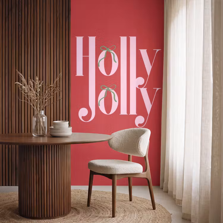 Behang - Kerst - Roze - Rood - Tekst — 4