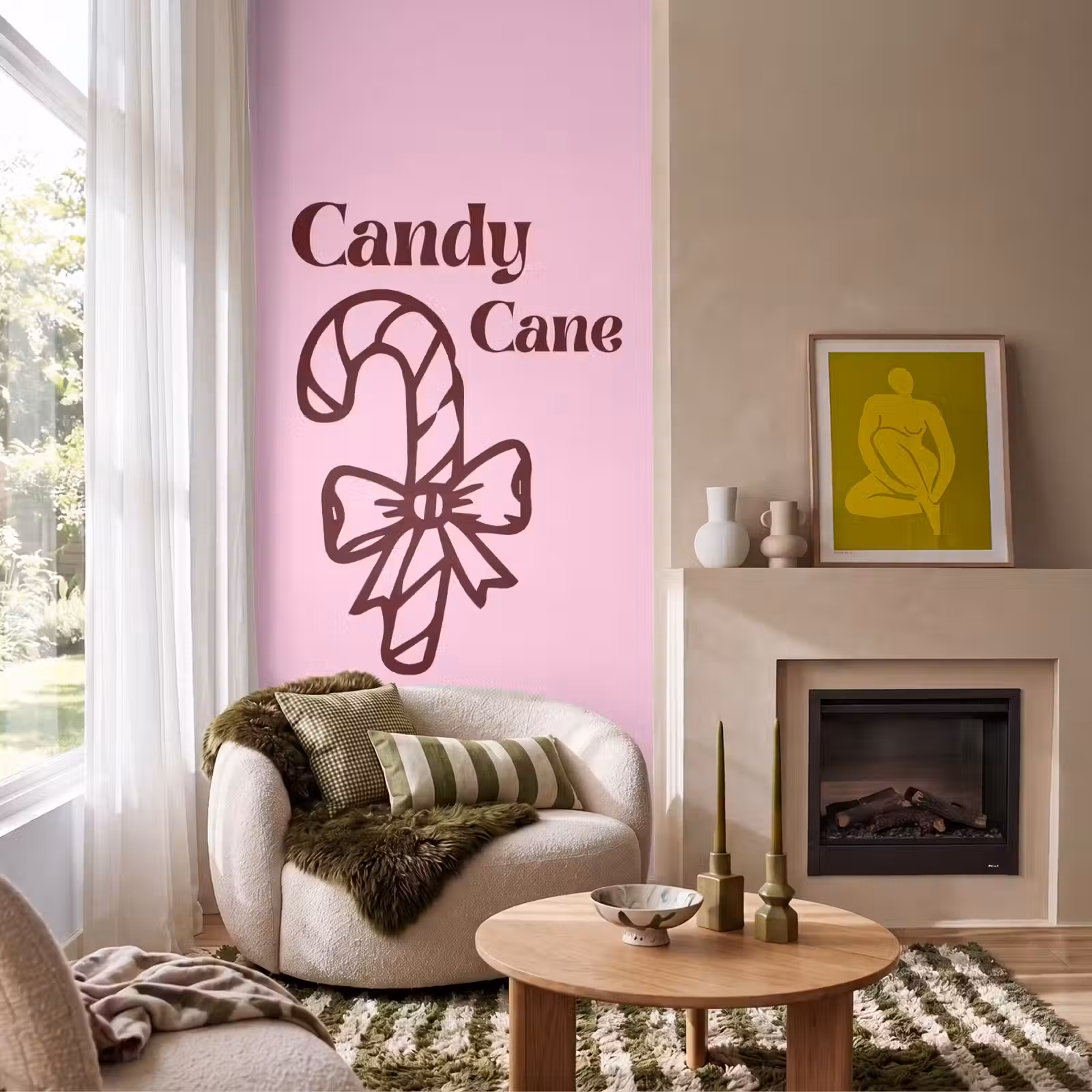 Behang - Kerst - Snoep - Tekst - Bruin - Roze — 1