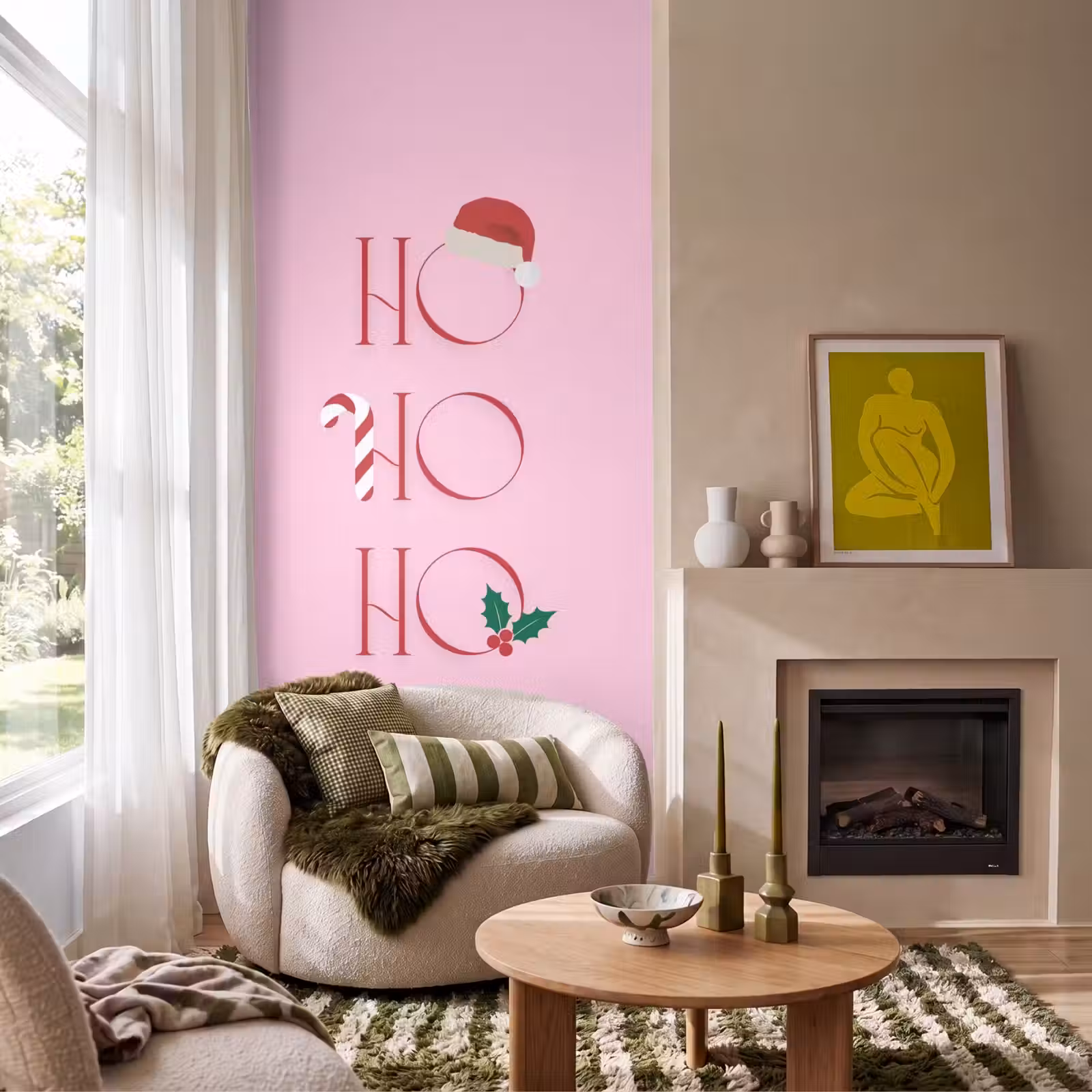 Behang - Kerst - Tekst - Roze - Illustratie — 1