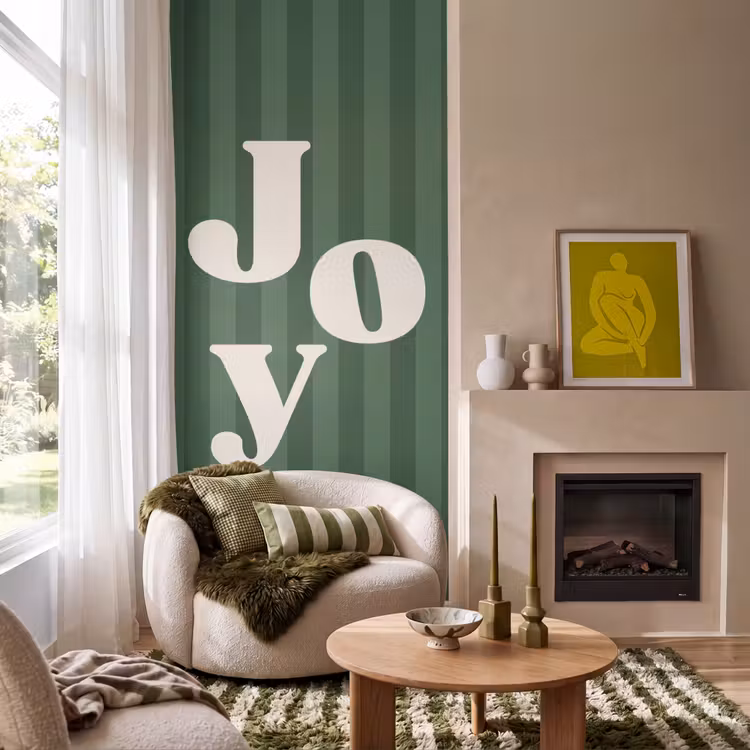 Behang - Joy - Kerst - Tekst - Groen — 1