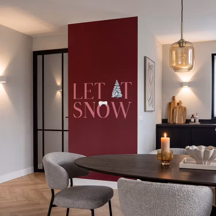 Behang - Tekst - Kerst - Sneeuw - Roze — 5