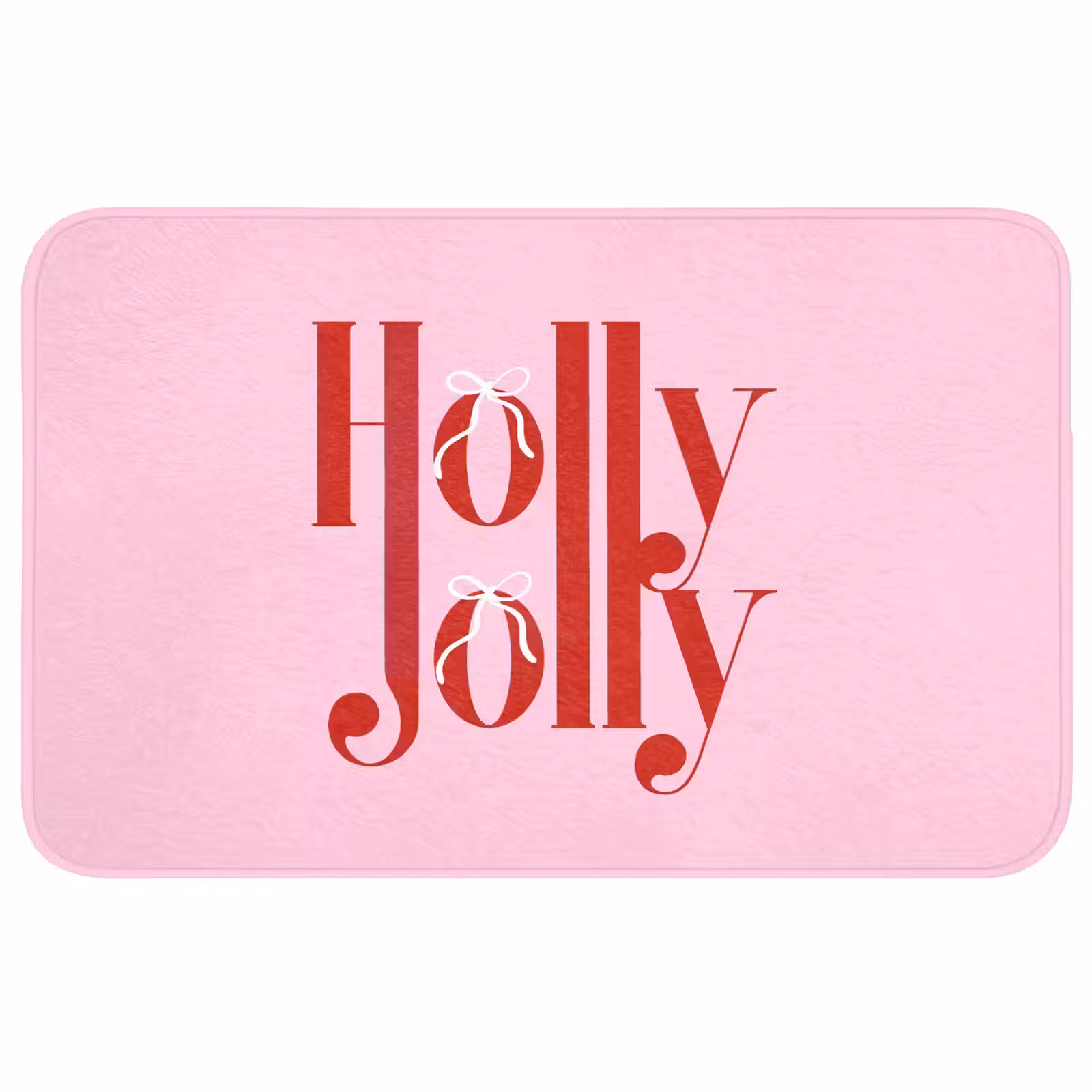 Badmat - Kerst - Tekst - Rood - Roze — 1