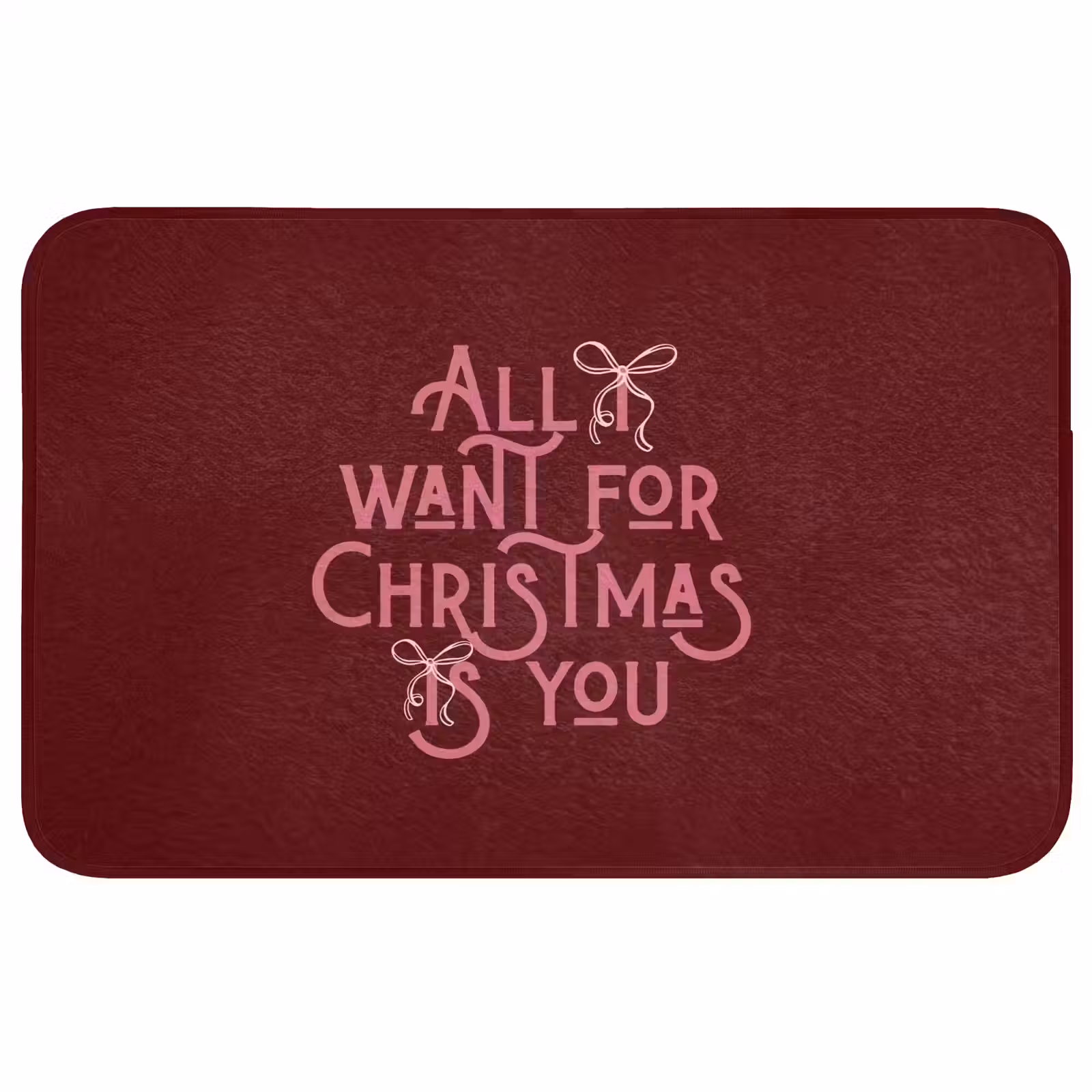 Badmat - Tekst - Kerst - Rood - Roze — 1